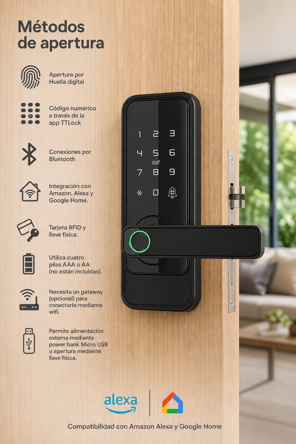 Cerradura Inteligente SM007 TTLock para Uso Interior - Imagen 2