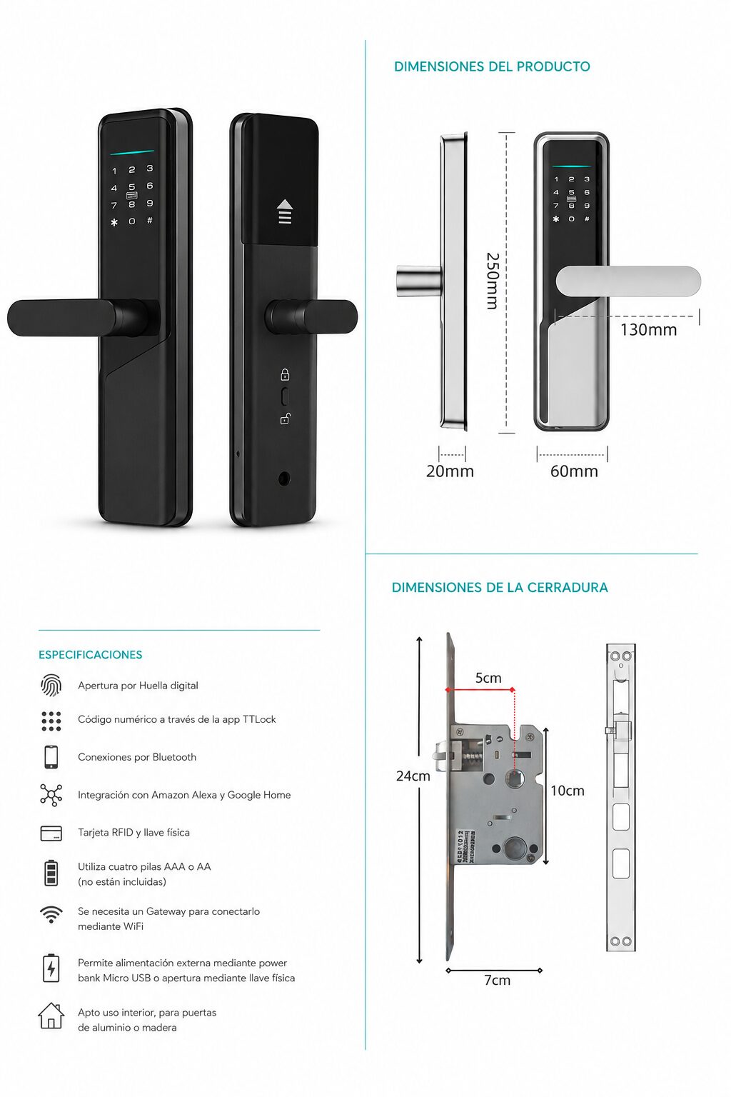 Cerradura Inteligente SM001 TTLock para Hoteles y Códigos Temporales - Imagen 4