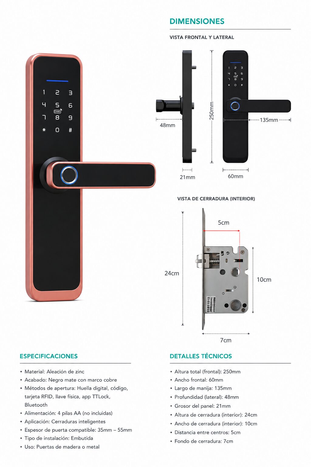 Cerradura Inteligente X9 TTLock Biométrica - Imagen 3