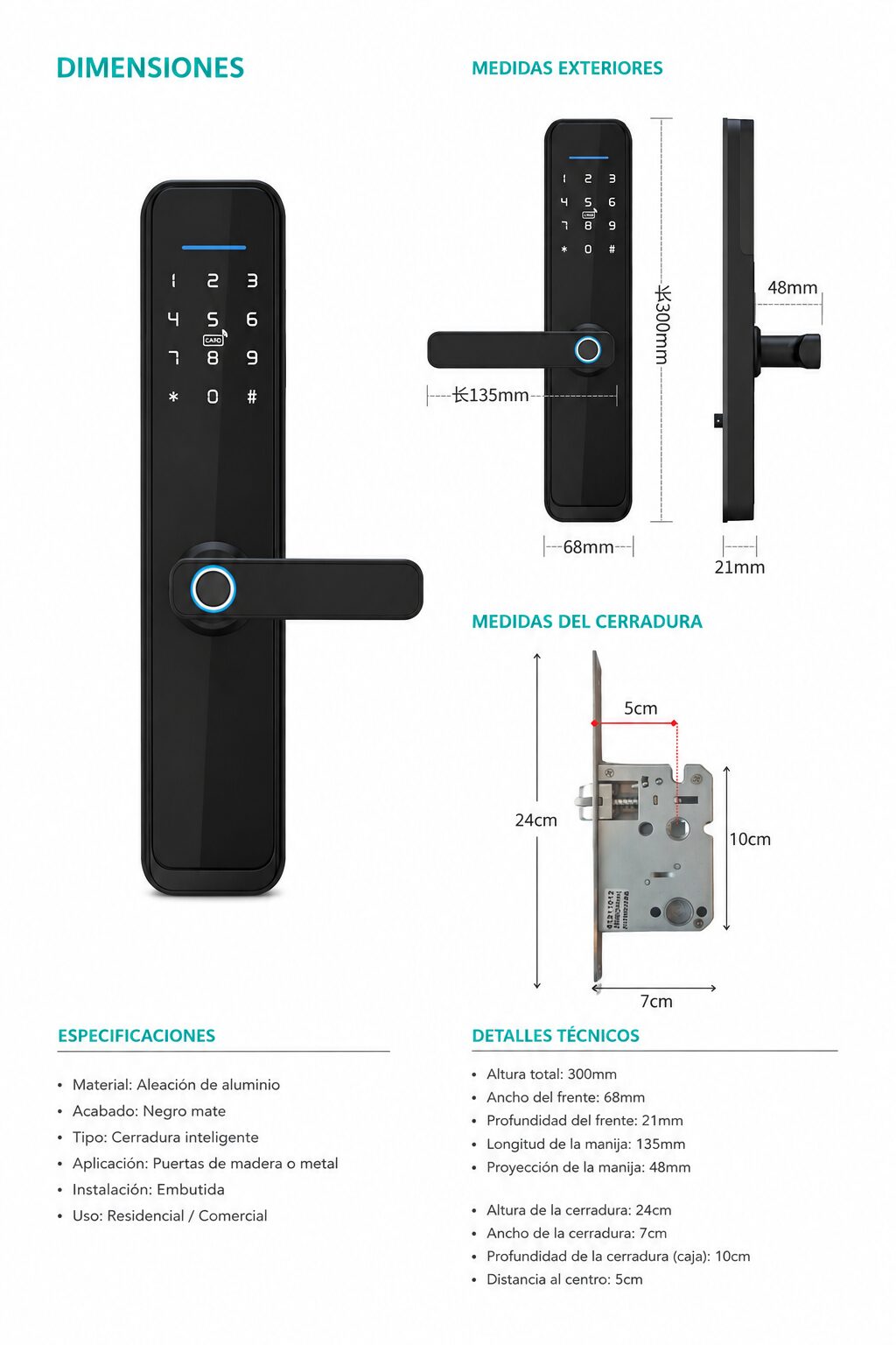 Cerradura Inteligente A9PLUS TTLock Biométrica - Imagen 3