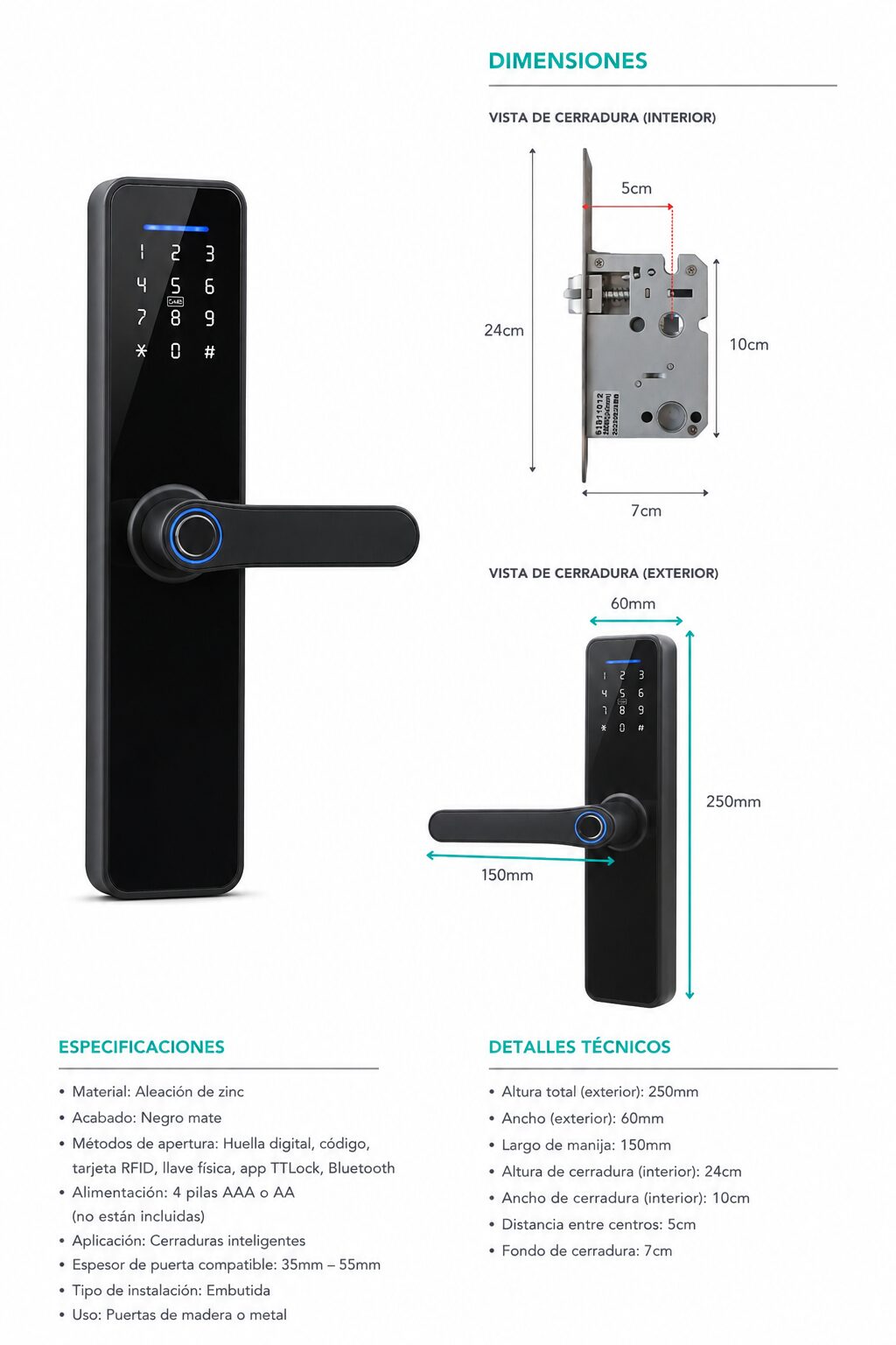Cerradura Inteligente A9 TTLock para Hogar y Alquileres - Imagen 3