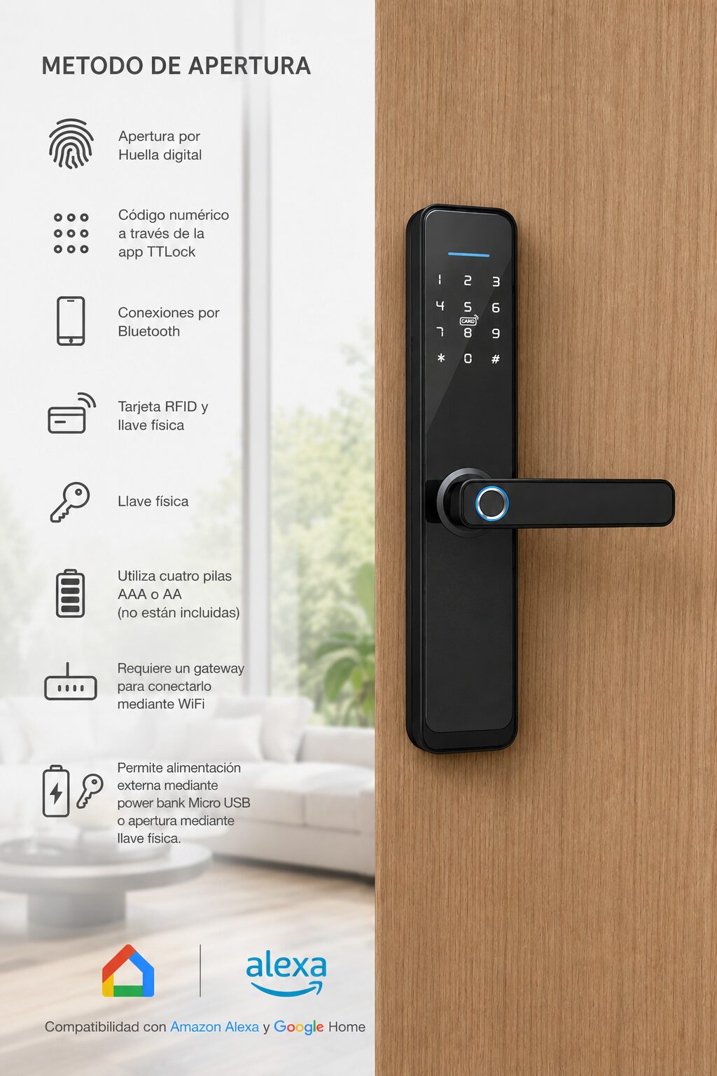 Cerradura Inteligente A9PLUS TTLock Biométrica - Imagen 2