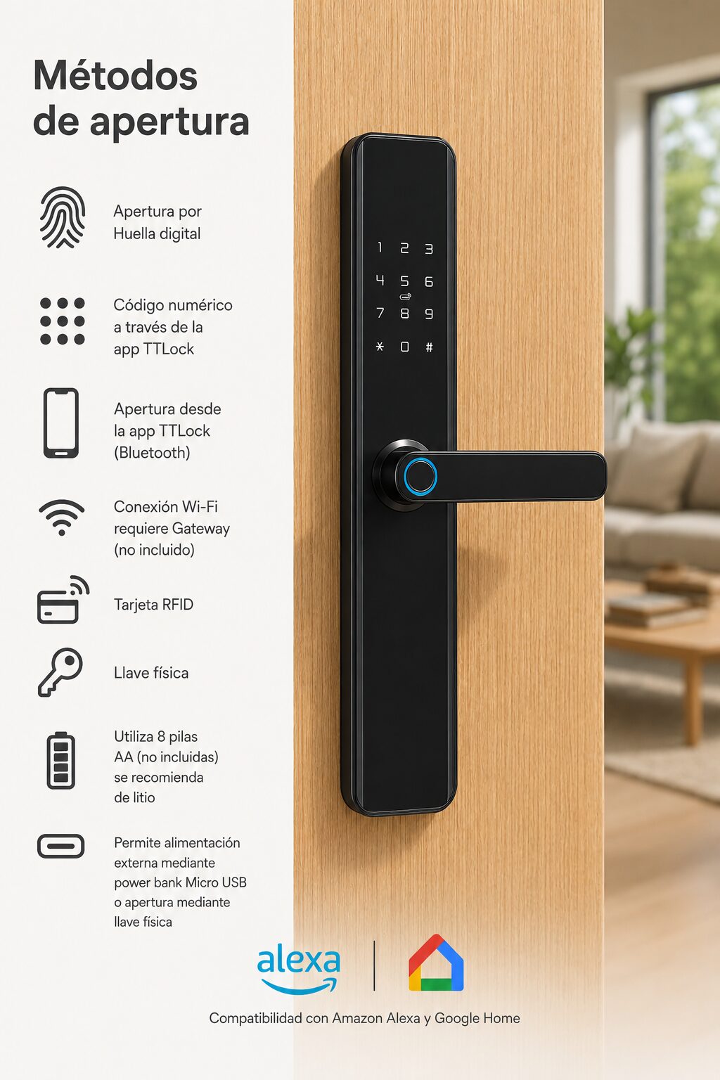 Cerradura Inteligente M1 TTLock para Puertas Anchas - Imagen 3