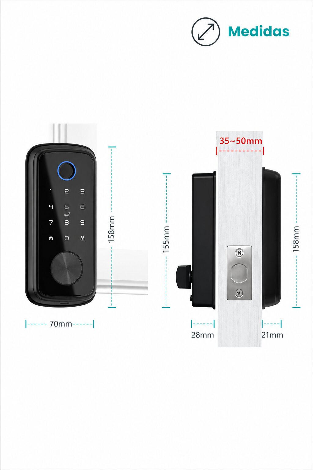 Cerradura Inteligente T1Pro sin Picaporte Cerrojo Automático - Imagen 3