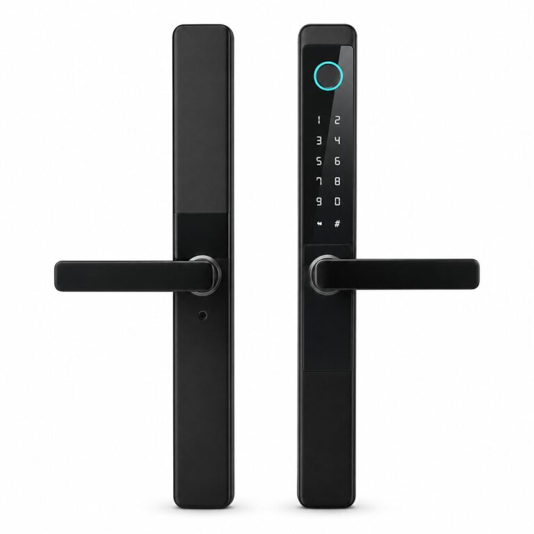Cerradura Inteligente Angosta F9A TTLock en puerta de aluminio