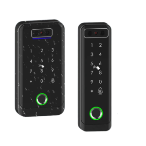 Cerradura digital negra con teclado táctil numérico