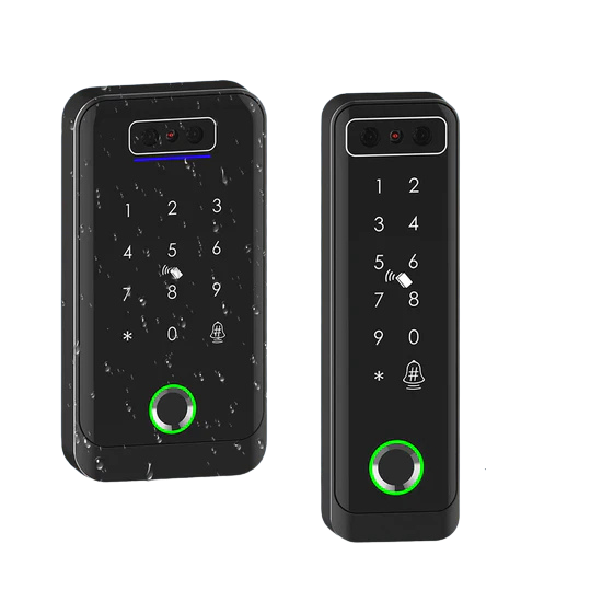 Cerradura digital negra con teclado táctil numérico